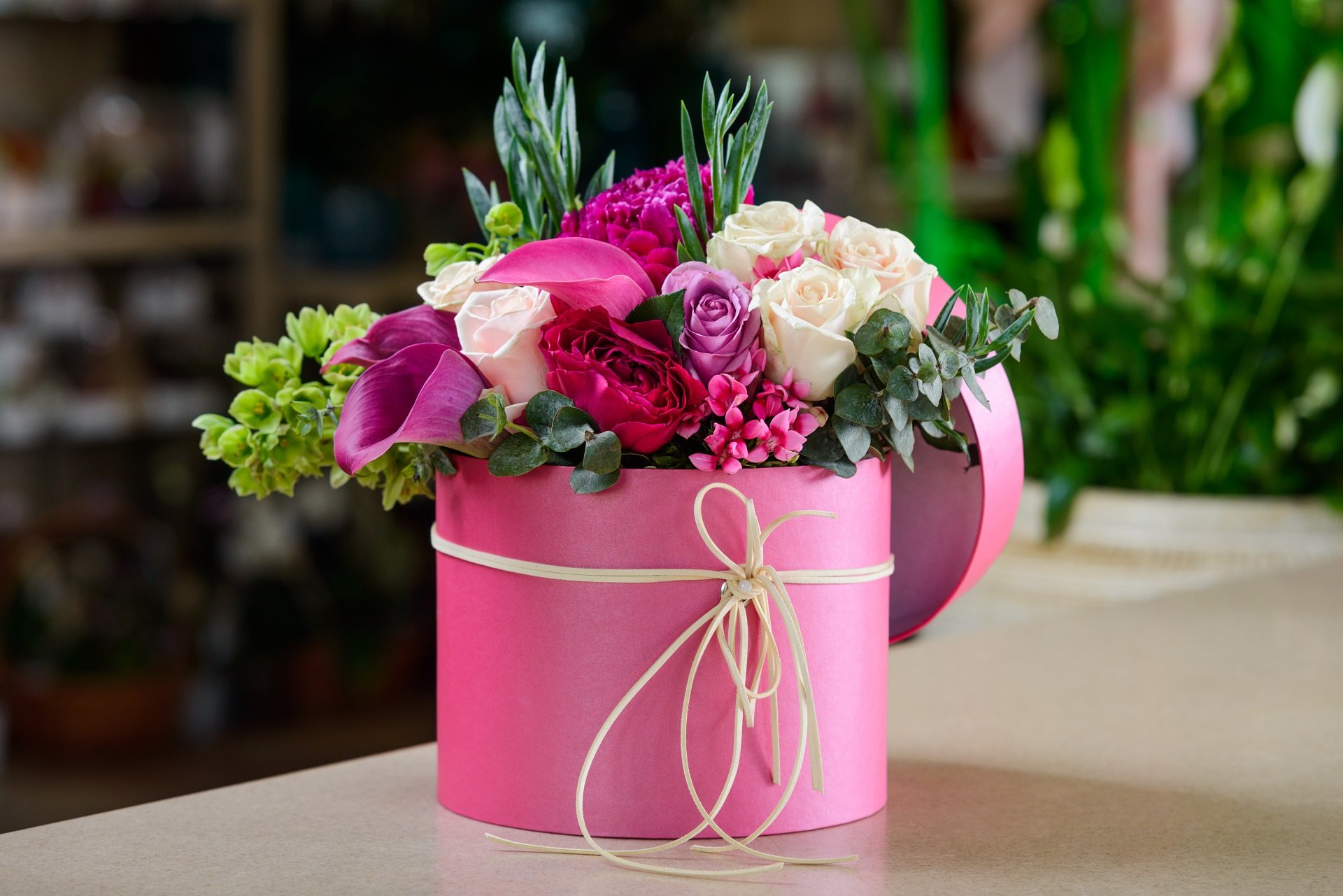 pink flower box