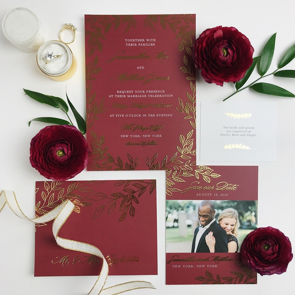 red wedding invitation
