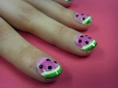 watermelon slice nails