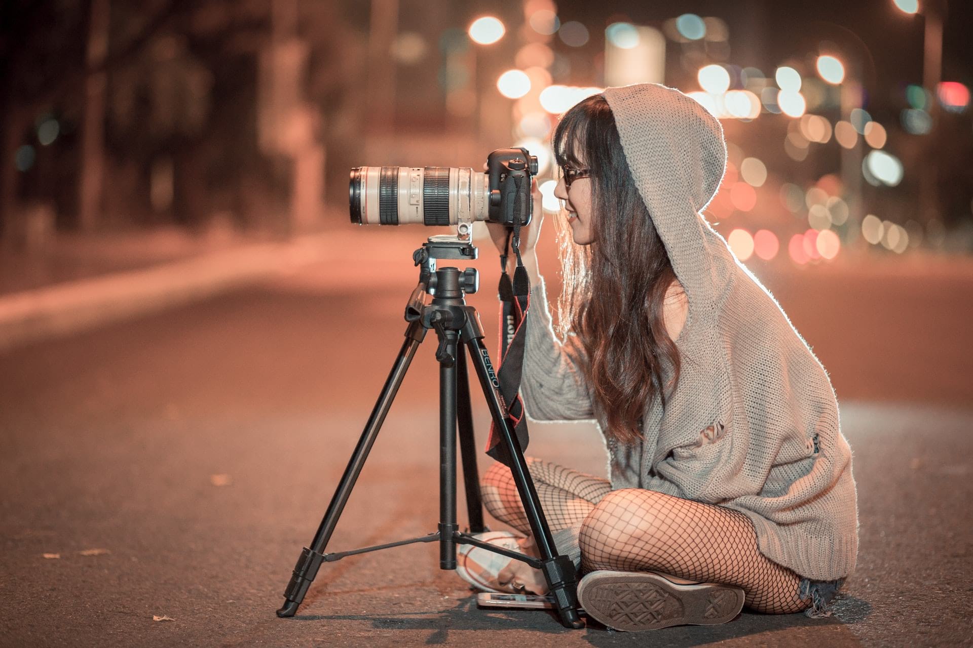 girl with a tripod