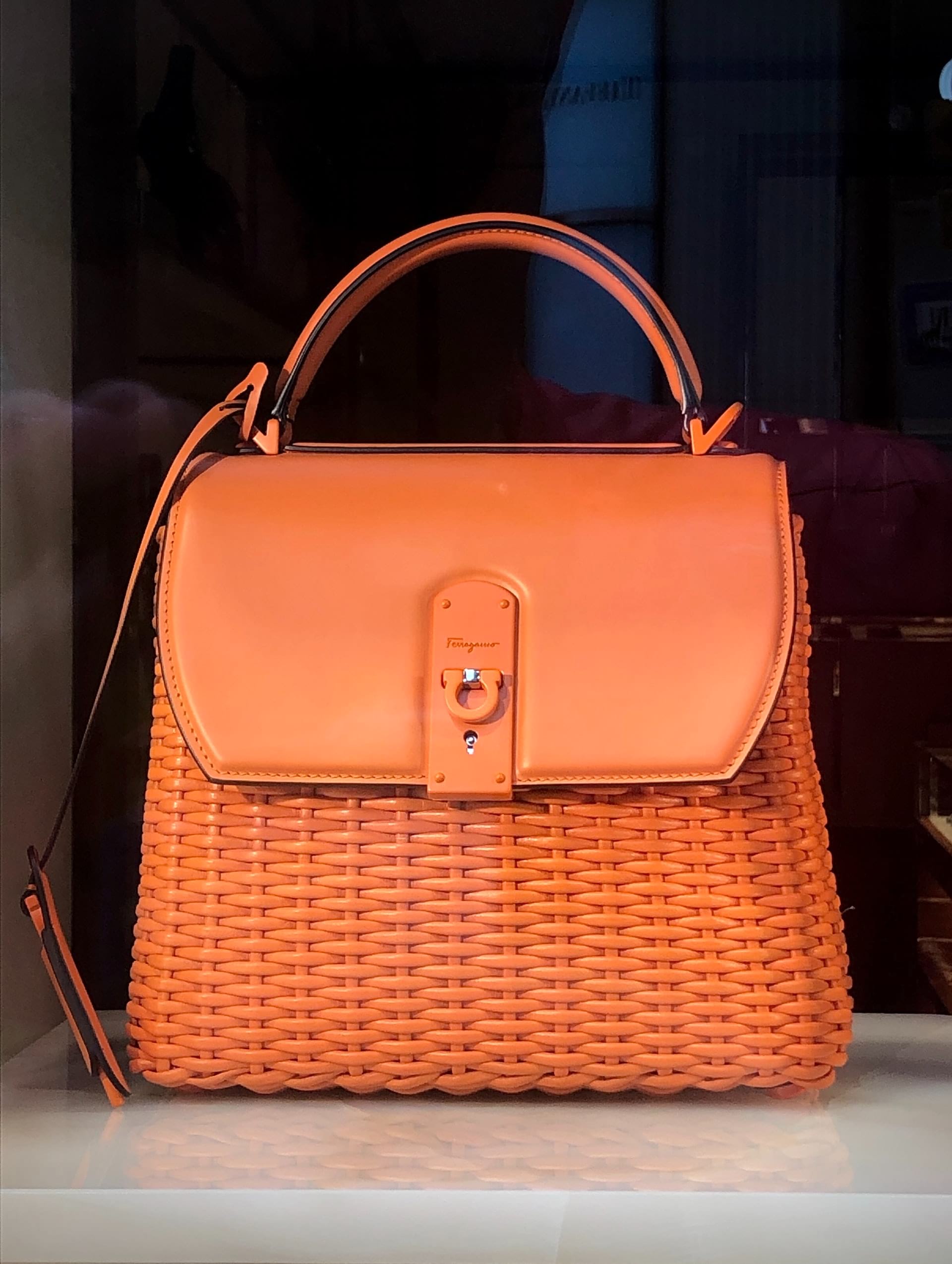 orange leather bag