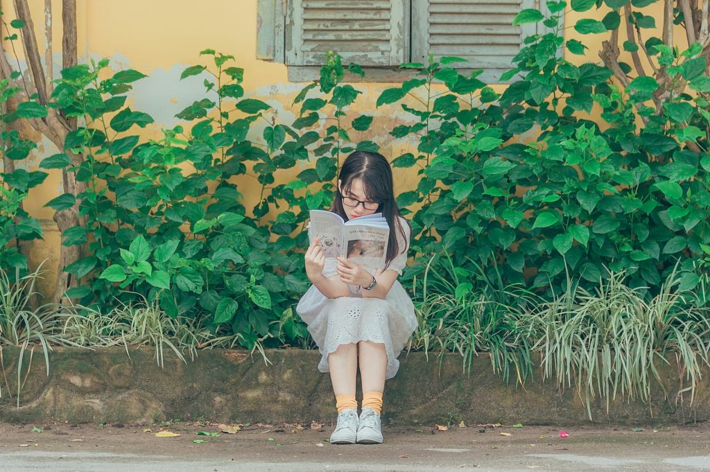 girl reading a book