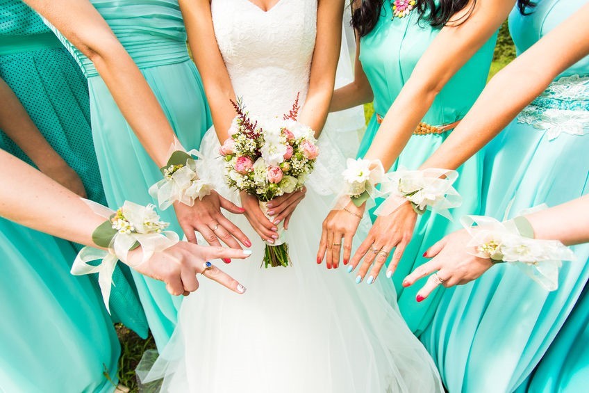 bridesmaids teal dresses