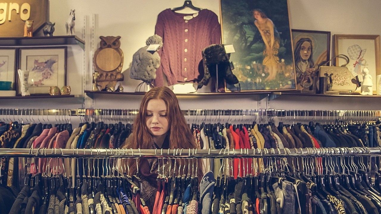 fashionista in a thrift shop