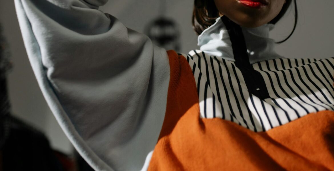 woman wearing a funnel neck jacket