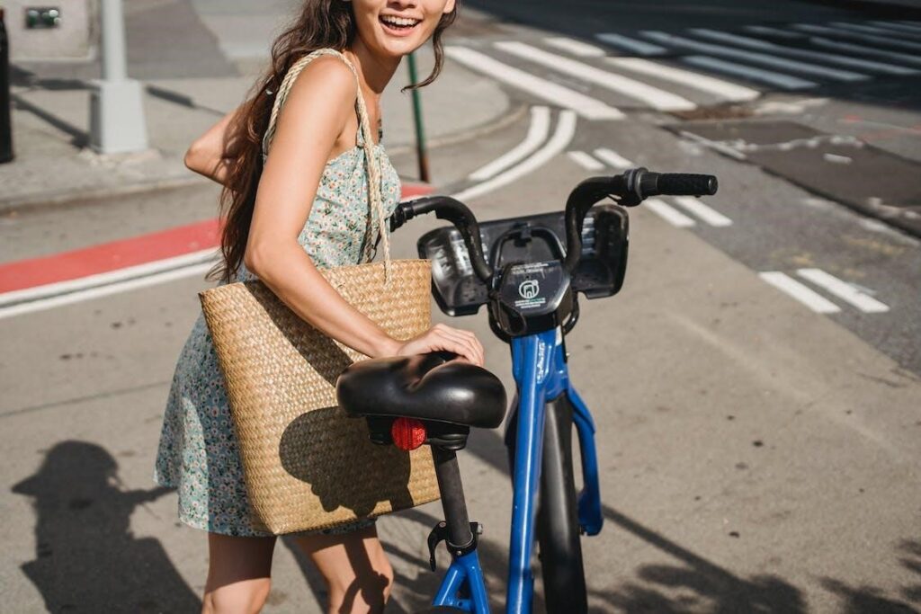 woman and a bike