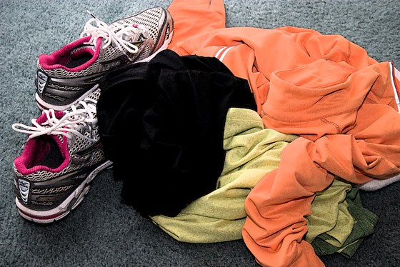 workout clothes on the floor